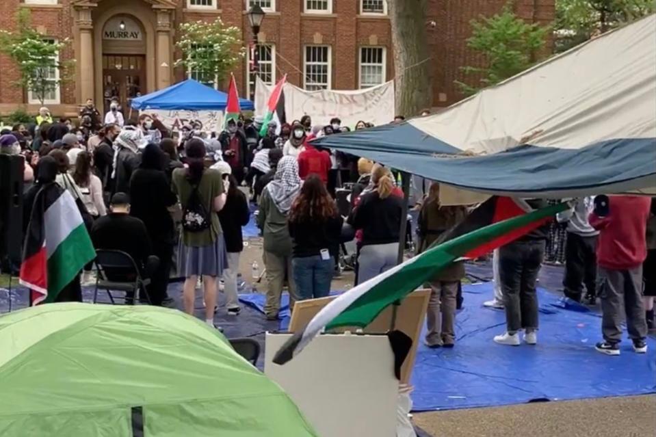 The New Jersey school’s protesters, who have endorsed and been endorsed by Hamas, have praised terrorists by spray-painting their images on campus sidewalks. X / @njdotcom