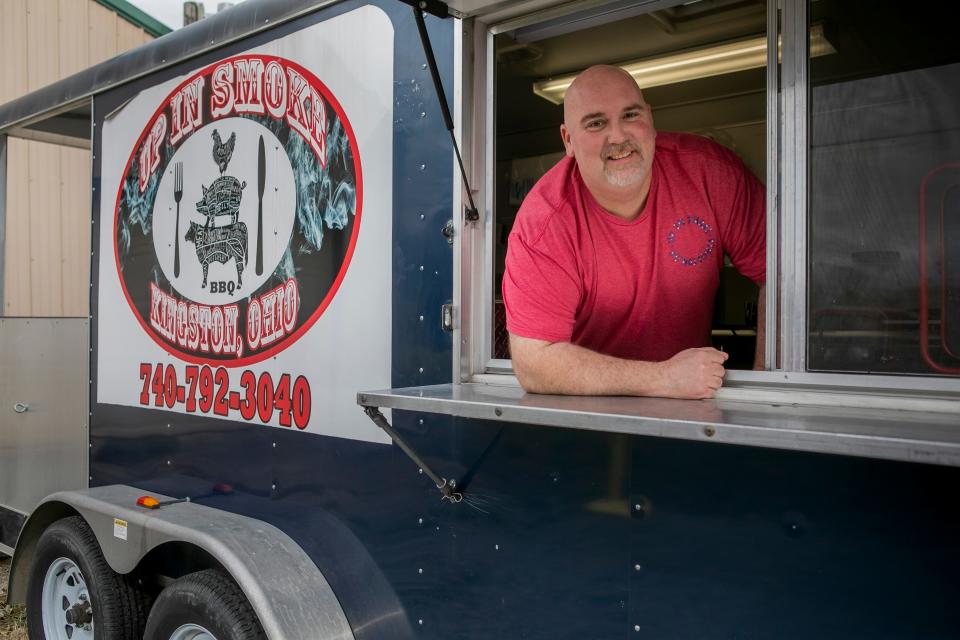 Joey Alexander, owner of Up in Smoke Kington, Ohio stands inside Food Truck on Mar. 8, 2024, in Kingston, Ohio.