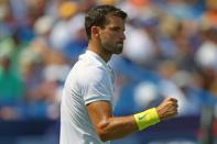 Aug 19, 2017; Mason, OH, USA; Grigor Dimitrov (ESP) reacts against John Isner (USA) during the Western and Southern Open at the Lindner Family Tennis Center. Mandatory Credit: Aaron Doster-USA TODAY Sports