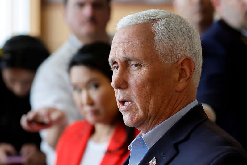 FILE PHOTO: Former U.S. Vice President Pence has lunch with supporters in Waukee, Iowa