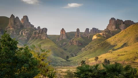 The soaring Drakensberg mountains - Credit: getty