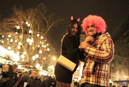 Revellers take part in New Year celebrations in Budapest