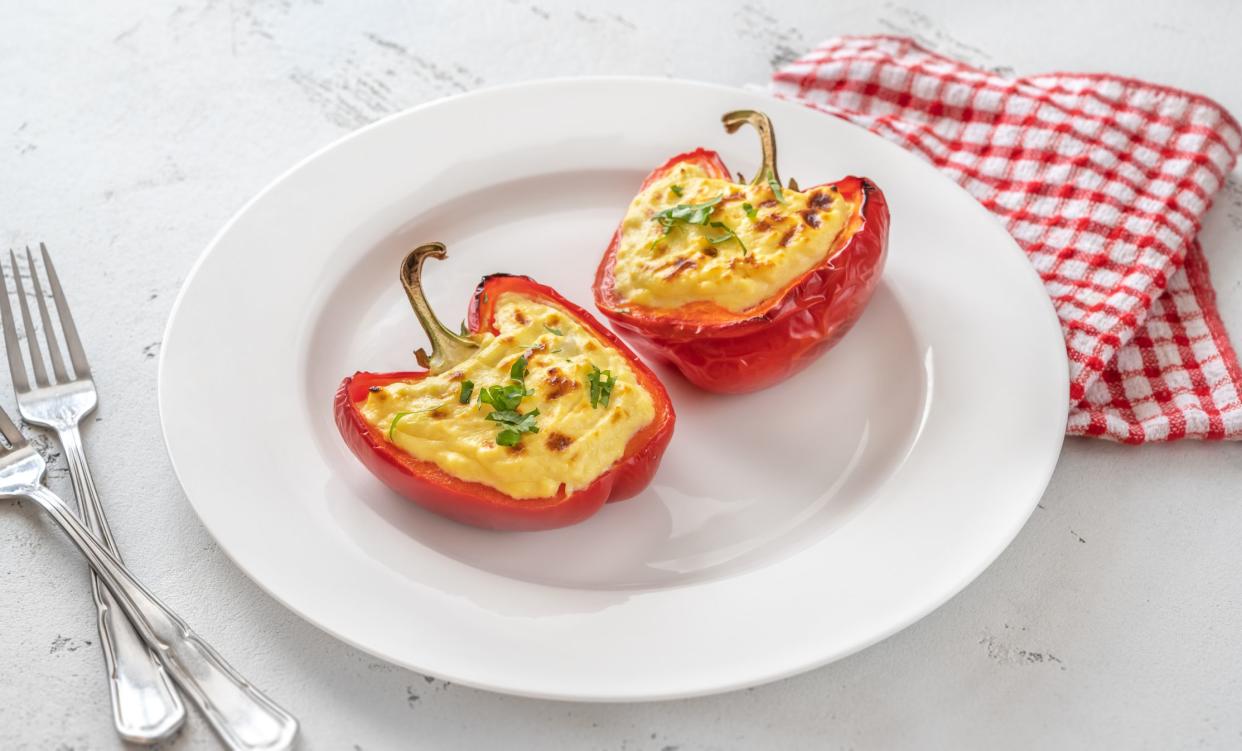 Bell pepper stuffed with ricotta and mozzarella cheese