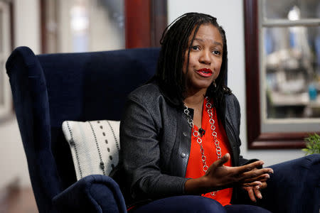 TaskRabbit CEO Stacy Brown-Philpot gestures during an interview with Reuters in San Francisco, California, U.S., September 13, 2018. Picture taken September 13, 2018. REUTERS/Stephen Lam