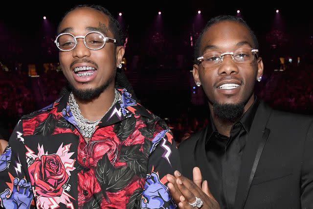 <p>Kevin Mazur/Getty </p> Offset and Quavo