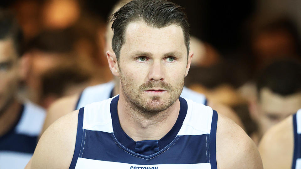 Geelong's Patrick Dangerfield will miss the next three rounds of the AFL after being suspended by the tribunal. (Photo by Chris Hyde/Getty Images)