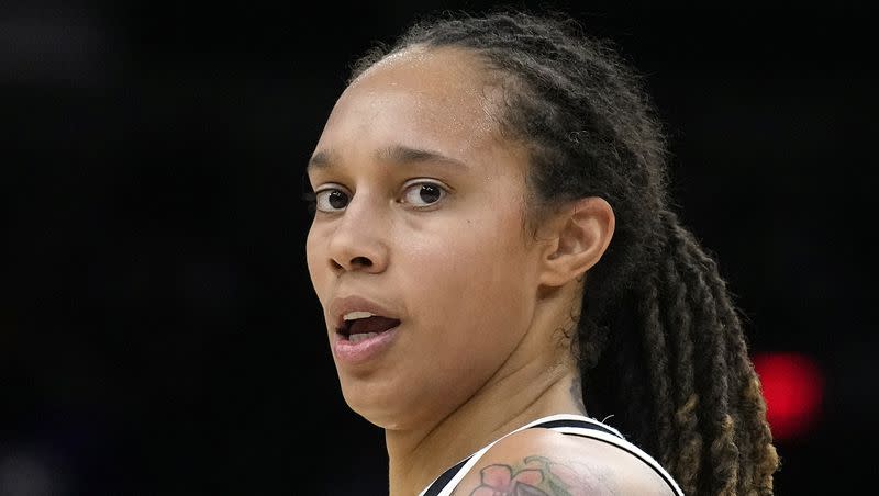 Phoenix Mercury center Brittney Griner during the first half of Game 2 of basketball’s WNBA Finals against the Chicago Sky.