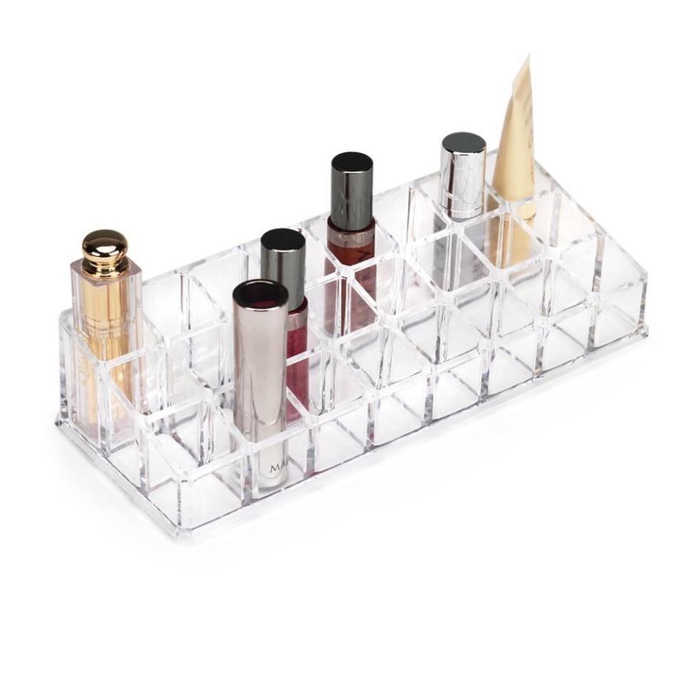 Acrylic Makeup Lipstick Lipgloss Organizer - Multi level 24 slot clear plastic make up organizers 