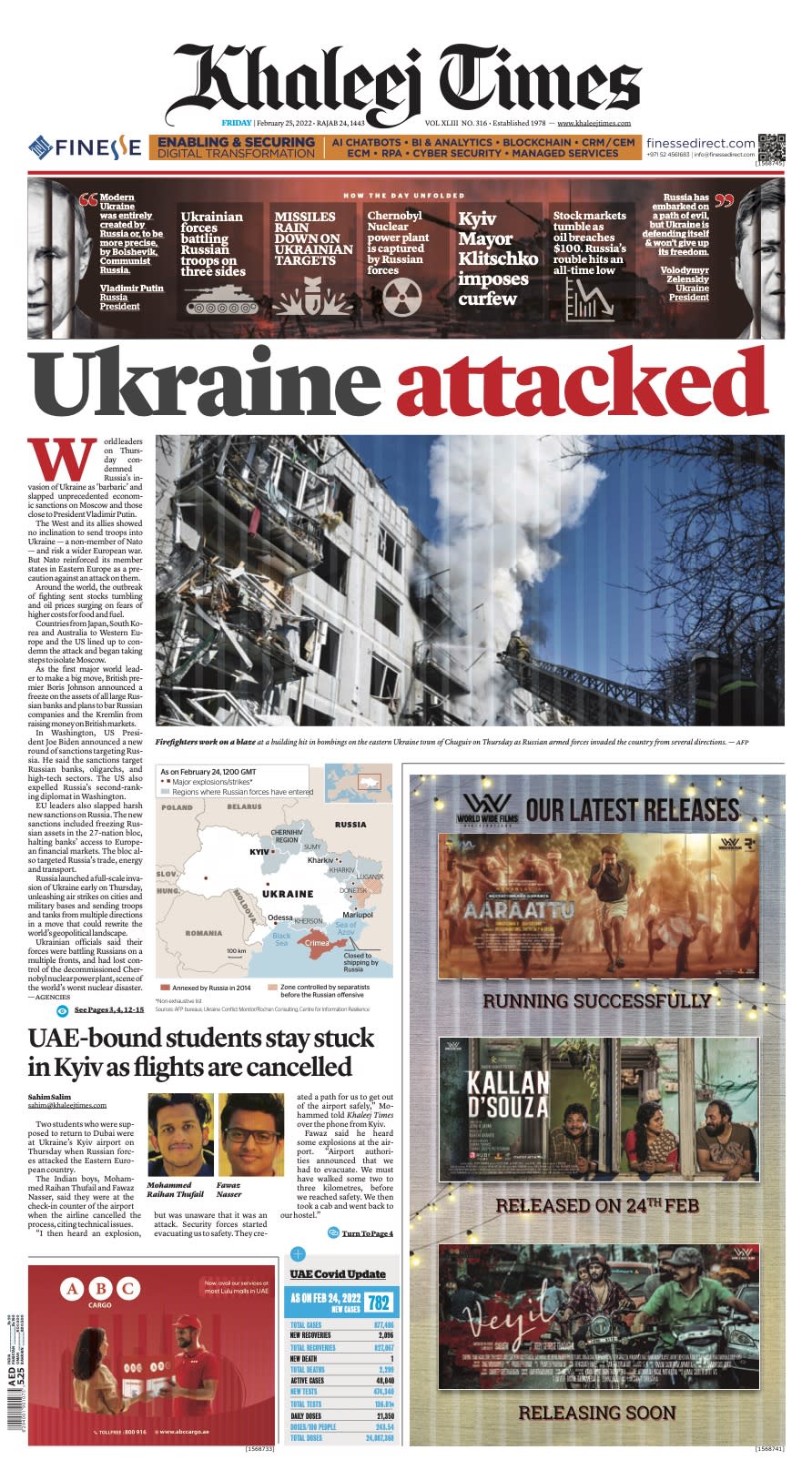 Newspaper Coverage of Russian Forces Invading Ukraine