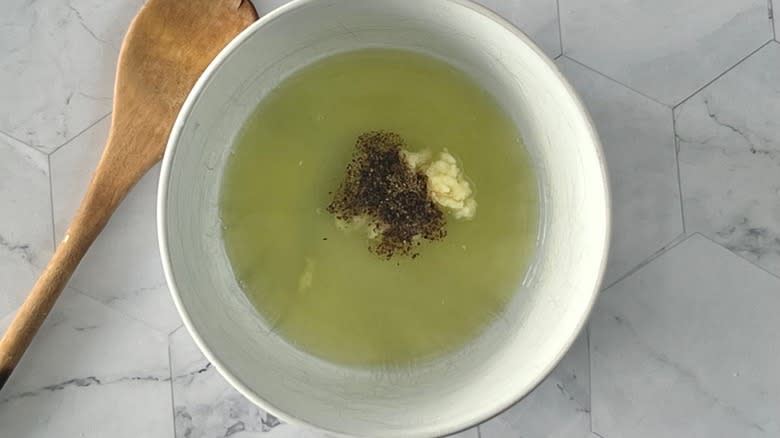 lime juice and seasonings in white bowl