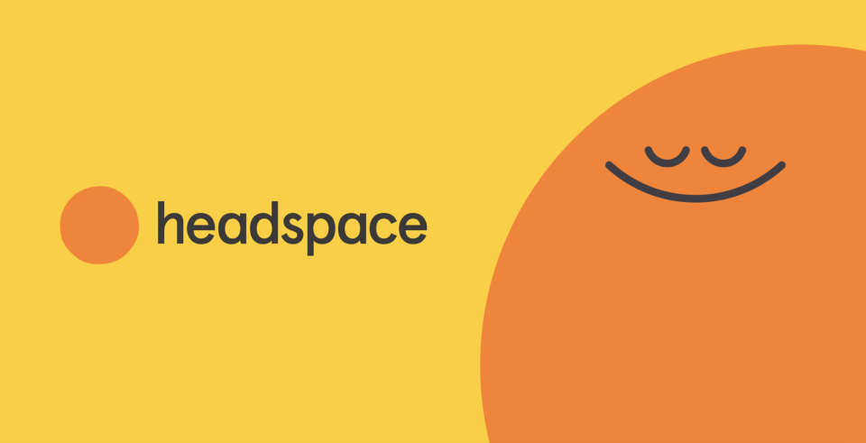 Headspace Subscription yellow background with orange smiley face (Photo via Headspace)