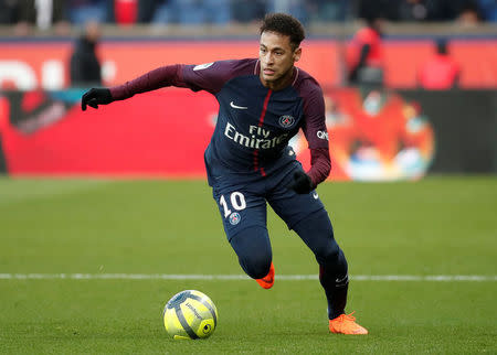 Soccer Football - Ligue 1 - Paris St Germain vs RC Strasbourg - Parc des Princes, Paris, France - February 17, 2018 Paris Saint-Germain’s Neymar in action REUTERS/Benoit Tessier