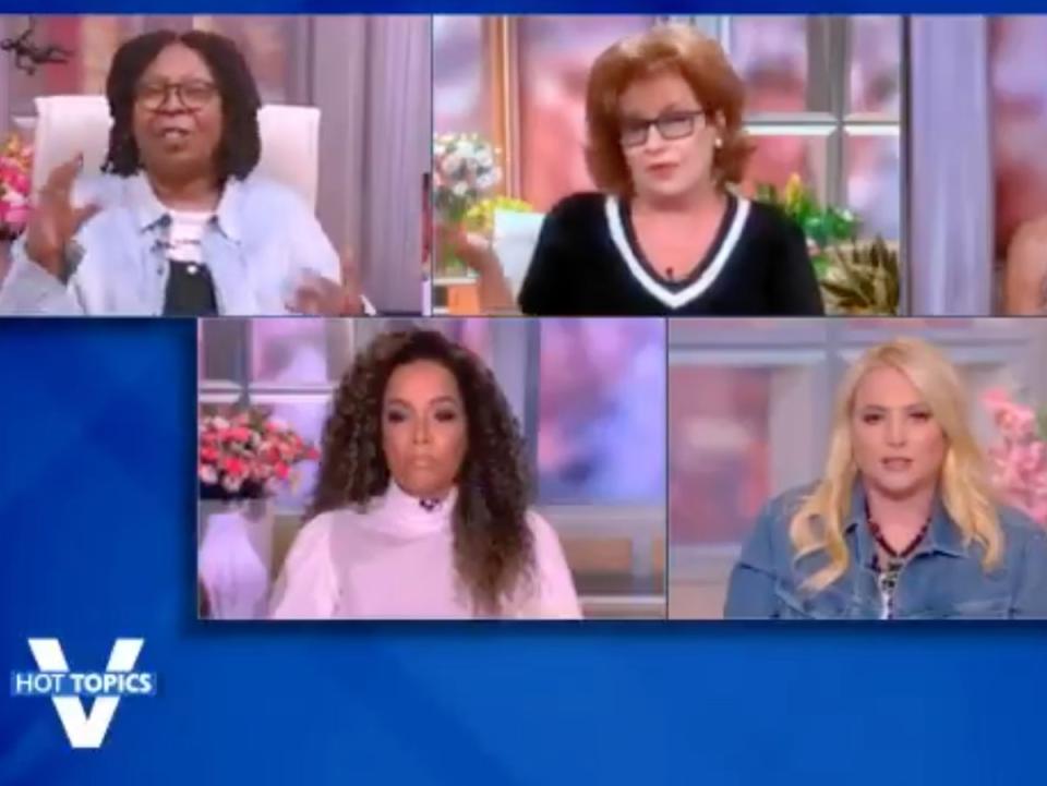 Joy Behar (top right), Meghan McCain (bottom right), Whoopi Goldberg (top left), and Sunny Hostin (bottom left) on ‘The View’ (Twitter/TheView)