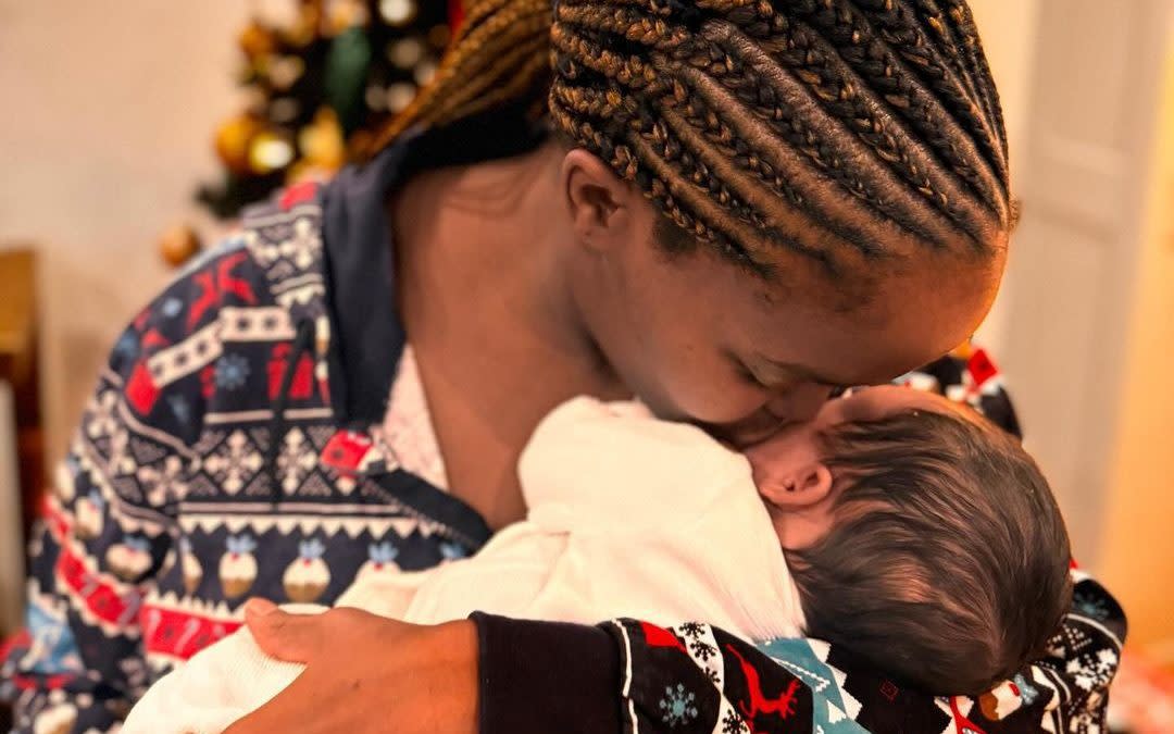 Oti Mabuse with her newborn daughter