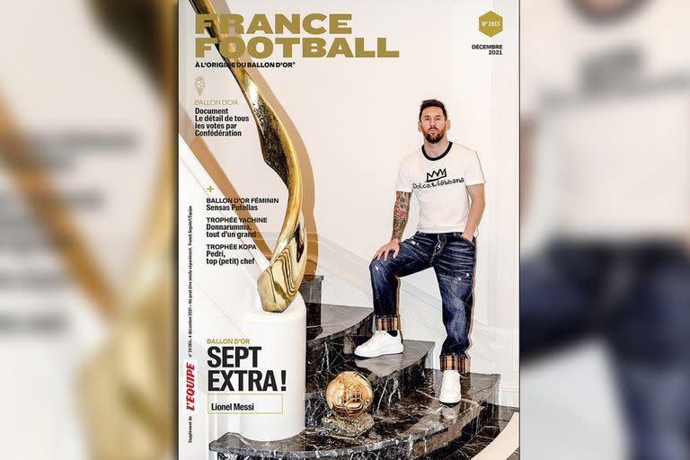 Tapa de la revista France Football con Messi y el Balón de Oro 2021