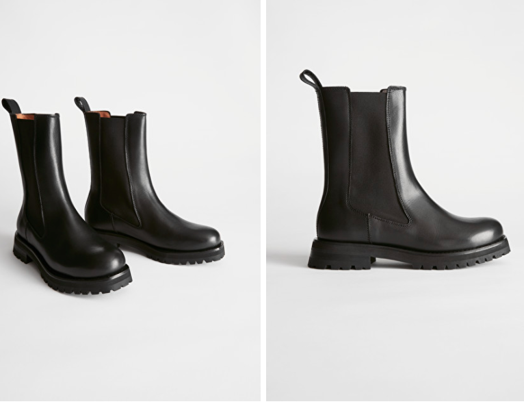 Chelsea-Boots aus Leder mit klobiger Sohle