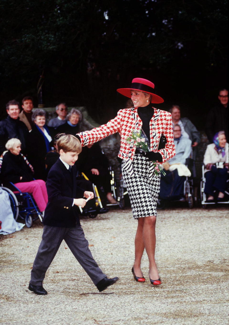 SANDRINGHAM, UNITED KINGDOM - DECEMBER 23:  Princess Diana With Prince William At Sandringham After The Christening Of Her Niece  (Photo by Tim Graham Photo Library via Getty Images)