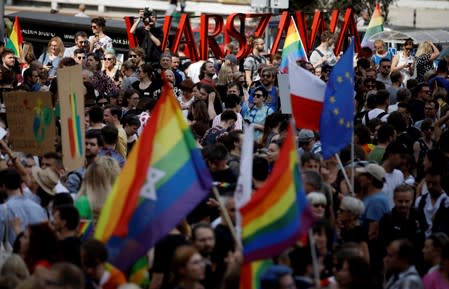 Warsaw holds gathering against violence towards LGBT community in Bialystok