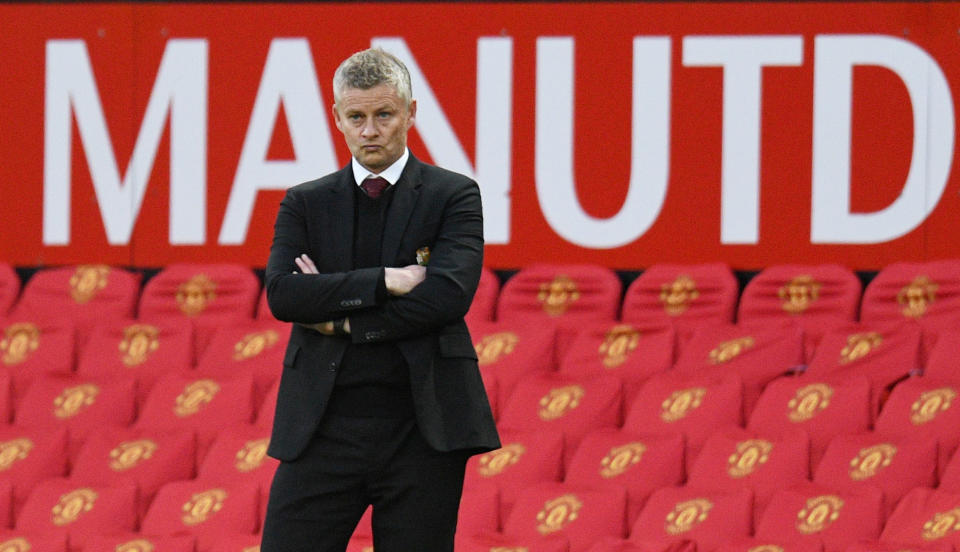 Soccer Football - Premier League - Manchester United v Tottenham Hotspur - Old Trafford, Manchester, Britain - October 4, 2020 Manchester United manager Ole Gunnar Solskjaer looks dejected Pool via REUTERS/Oli Scarff EDITORIAL USE ONLY. No use with unauthorized audio, video, data, fixture lists, club/league logos or 'live' services. Online in-match use limited to 75 images, no video emulation. No use in betting, games or single club /league/player publications.  Please contact your account representative for further details.     TPX IMAGES OF THE DAY