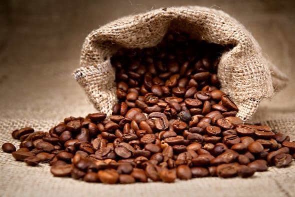 Studio Shot of Coffee Beans in a Bag