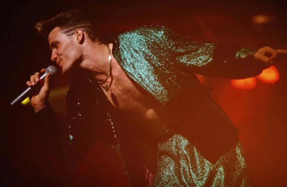 Vanilla Ice performs on stage in Boston Massachusetts in 1991. Getty Images