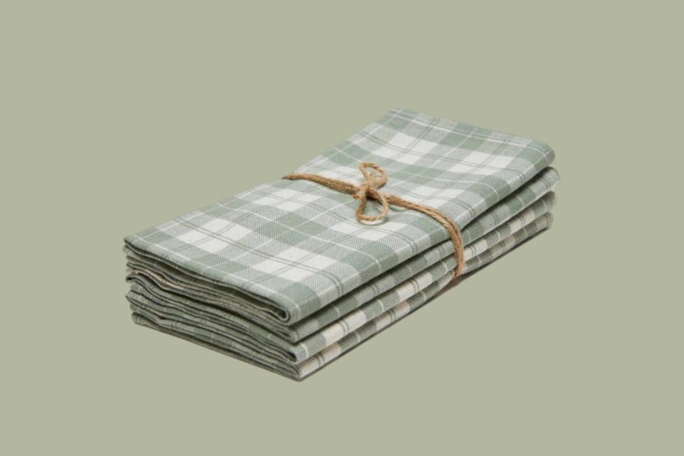 Heather Taylor Home Harbor Plaid Sage Napkins