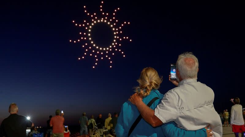 Traditional July 4th fireworks are being replaced by drone light shows for towns in risky fire zones