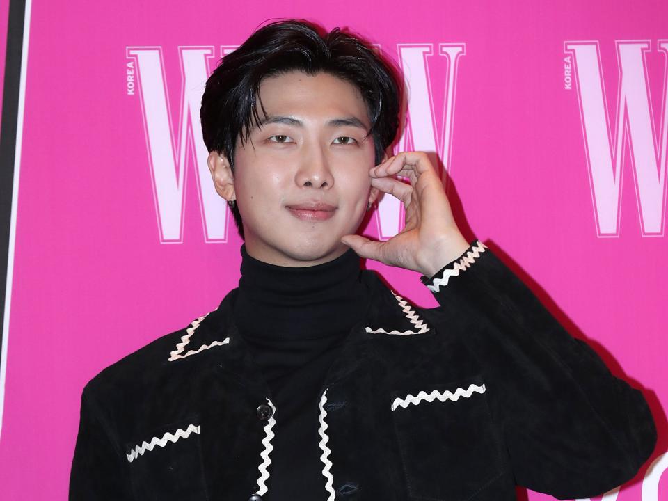 RM of boy band BTS poses for photographs at the W Magazine Korea Breast Cancer Awareness Campaign 'Love Your W' at Four Seasons Hotel on October 28, 2022 in Seoul, South Korea