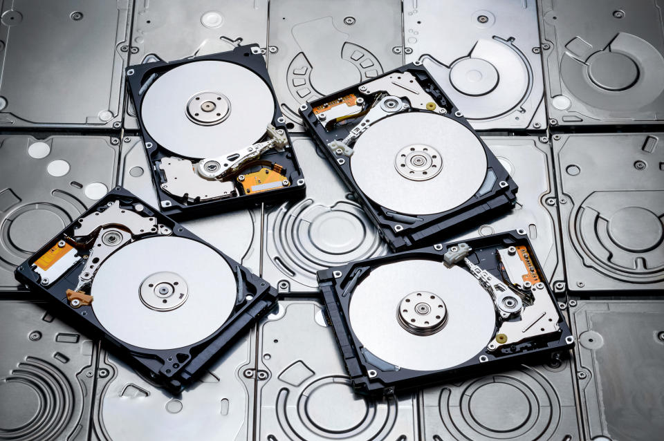 Four platter-based HDDs.