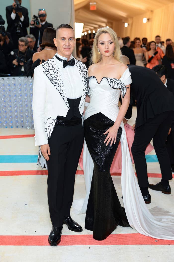 Jeremy Scott and Devon Aoki attend The 2023 Met Gala Celebrating "Karl Lagerfeld: A Line Of Beauty"