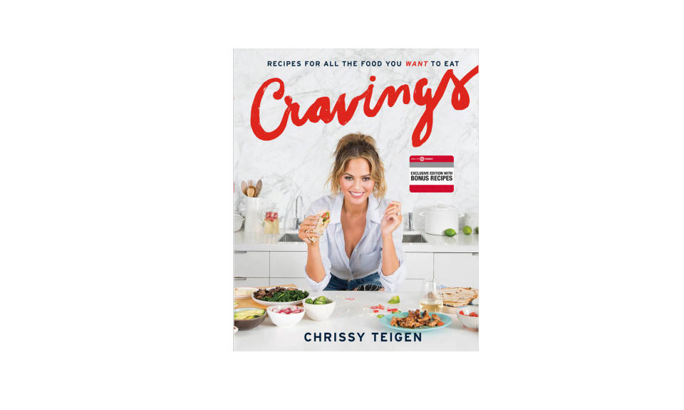 <p>Book by Chrissy Teigen and Adeena Sussman, $21, <a rel="nofollow noopener" href="https://www.target.com/p/cravings-recipes-for-all-the-food-you-want-to-eat-by-chrissy-teigen-and-adeena-sussman-hardcover-by-chrissy-teigen/-/A-50461139?sid=1055S&ref=tgt_adv_XS000000&AFID=google_pla_df&CPNG=PLA_Entertainment+Shopping_Local&adgroup=SC_Entertainment&LID=700000001170770pgs&network=g&device=c&location=9004352&gclid=EAIaIQobChMIrYSy1s3b1wIV1LbACh3a_AsdEAYYASABEgLcJvD_BwE&gclsrc=aw.ds" target="_blank" data-ylk="slk:target.com;elm:context_link;itc:0;sec:content-canvas" class="link ">target.com</a> </p>