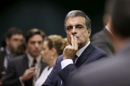 Brazil's General Attorney Jose Eduardo Cardozo reacts during a session of the impeachment committee against Brazilian President Dilma Rousseff, in Brasilia, Brazil, April 11, 2016. REUTERS/Ueslei Marcelino