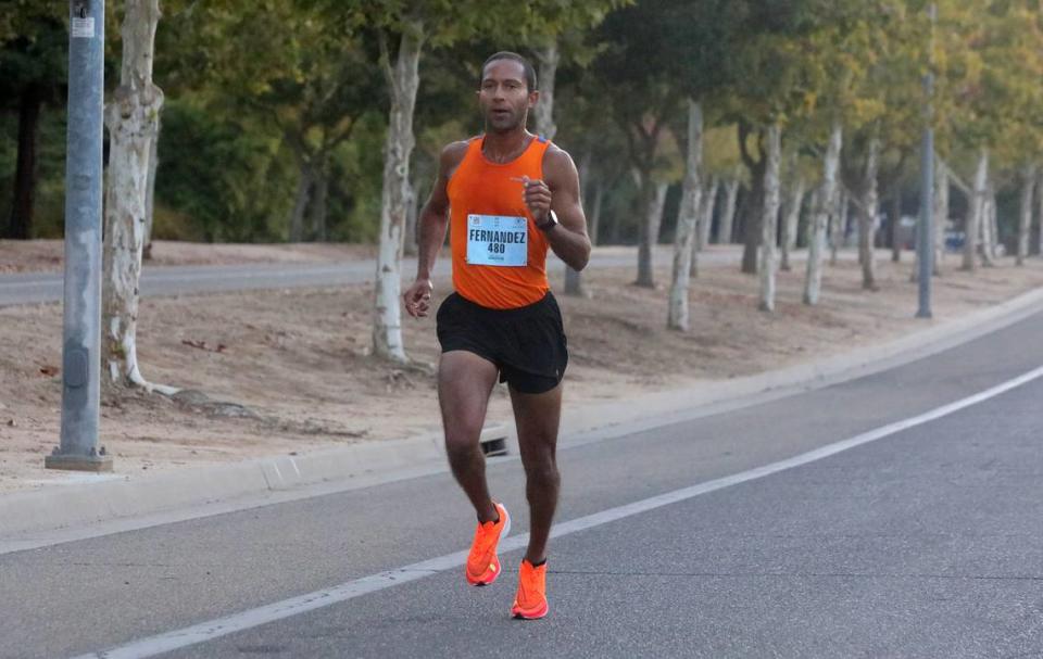 Patrick Fernández, 36, of Avalon, finished third in the Two Cities Half Marathon on Nov. 5, 2023 in 2:19:31.6.