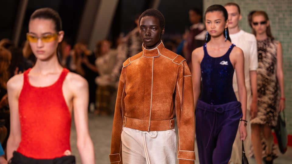 Burch said the whole collection felt like “a bit of a risk,” since she combined her main and sports collections, presenting unconventional but sophisticated looks that joined the two. - Yuki Iwamura/AFP/Getty Images