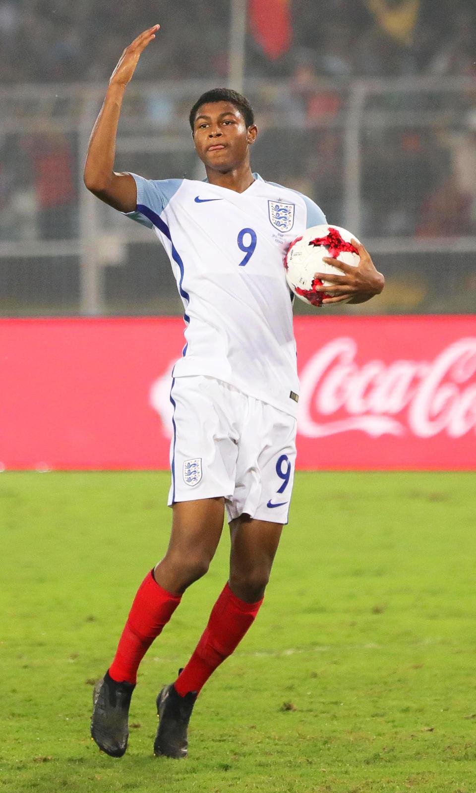 England’s Rhian Brewster celebrates after his goal started the comeback against Spain