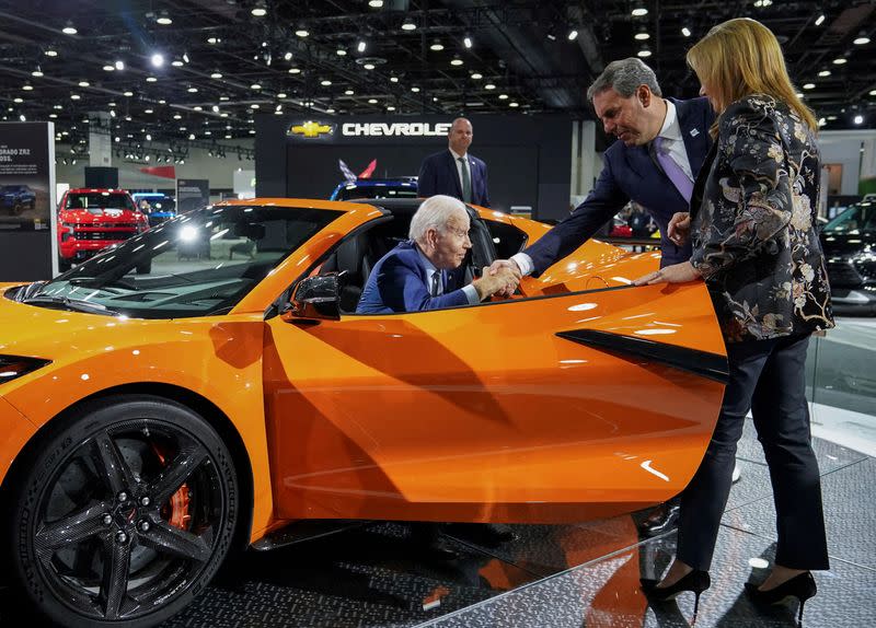 FILE PHOTO: U.S. President Biden visits the Detroit Auto Show in Detroit, Michigan