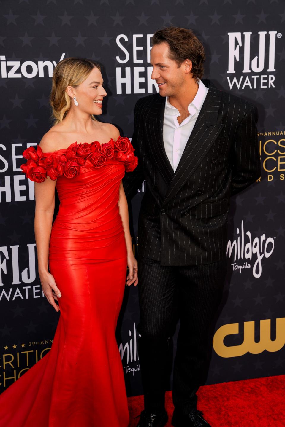 Margot Robbie and Tom Ackerley Critics Choice Awards 2024