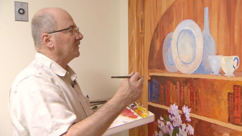 Why doors are painted to look like bookshelves and nooks at this seniors centre