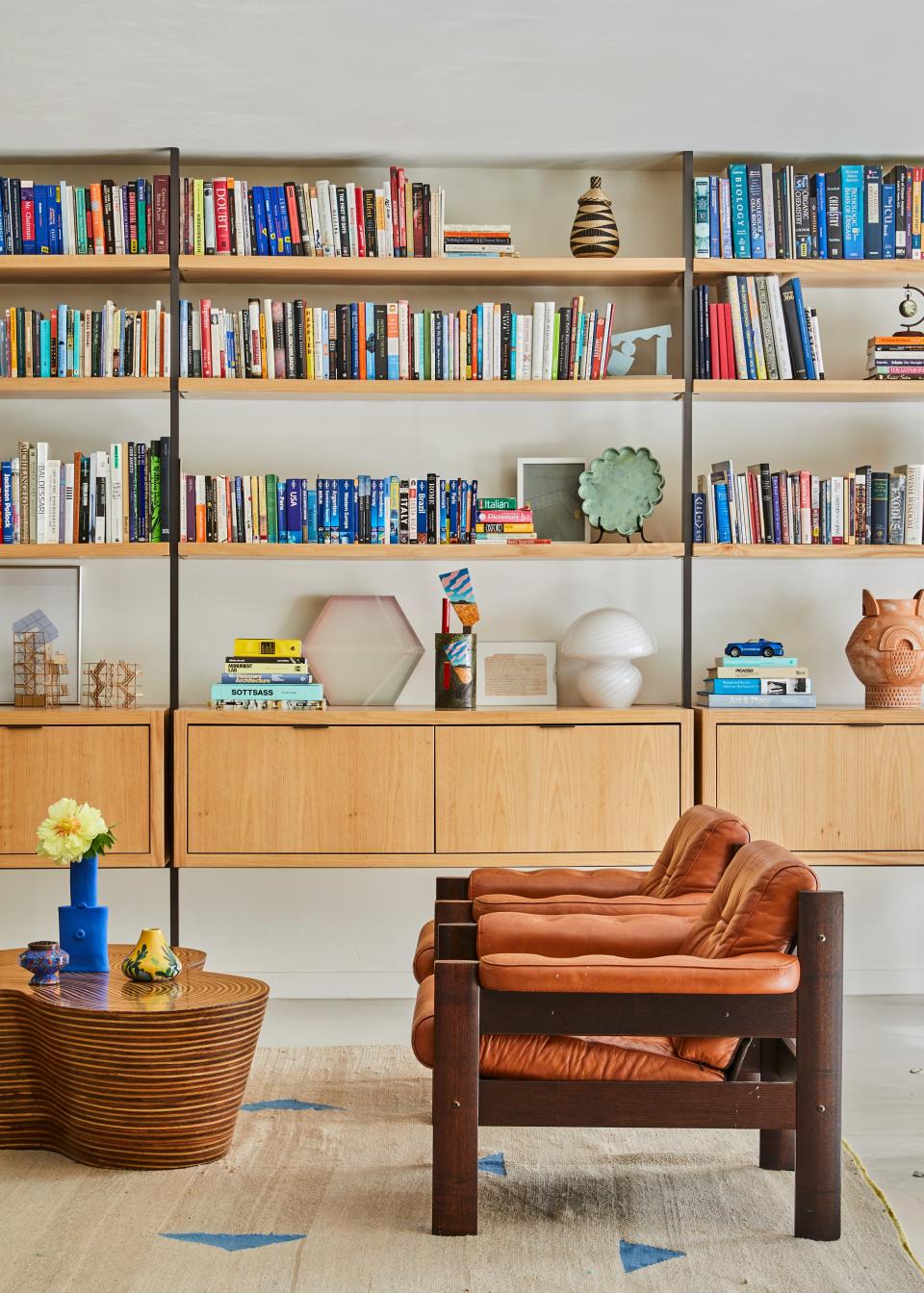 While most of the decor in this Coral Gables home is new, a set of vintage leather accent chairs is one notable exception. The family brought them with them to Connecticut and back to Florida again to be part of Bunsa’s final composition.