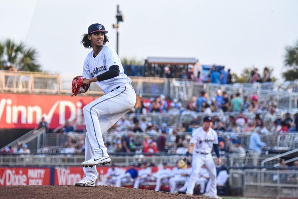 Blue Wahoos pitcher Eury Perez is part of a pitching staff that is among the best in Minor League Baseball with earned run average and innings pitched.