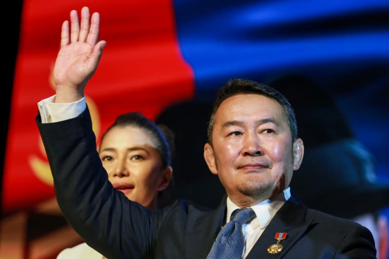 Presidential candidate Khaltmaa Battulga, pictured on June 11, 2017, has been plagued by reports of an offshore account and arrests of many of his colleagues by Mongolia's anti-corruption body