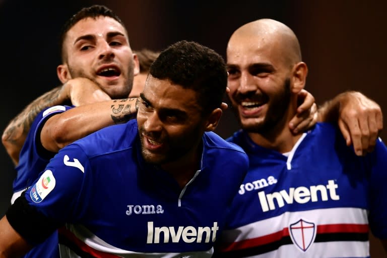 French forward Gregoire Defrel scored a brace as Sampdoria beat Napoli 3-0 in Genoa