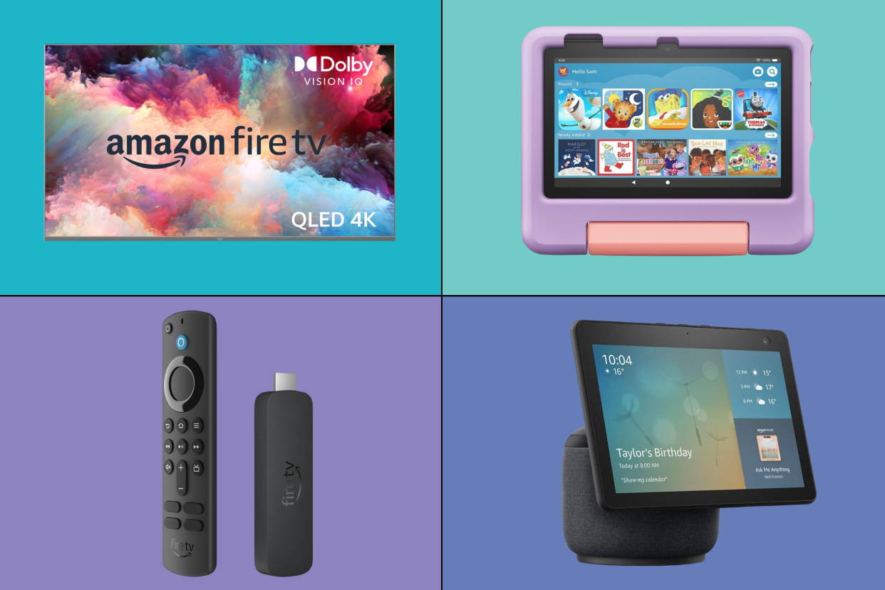 amazon fire tv stick, amazon echo show, amazon fire tv, amazon kid's tablet, Save on dozens of Amazon devices ahead of October Prime Day (Photos via Amazon).