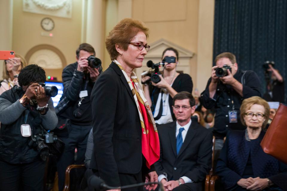 Former US Ambassador to Ukraine Marie Yovanovitch arrives to testify during the House Permanent Select Committee on Intelligence hearing on the impeachment inquiry into US President Donald J. Trump, on Capitol Hill in Washington, DC, USA, 15 November 2019. (Photo: Jim Lo Scalzo/EPA-EFE/Shutterstock)