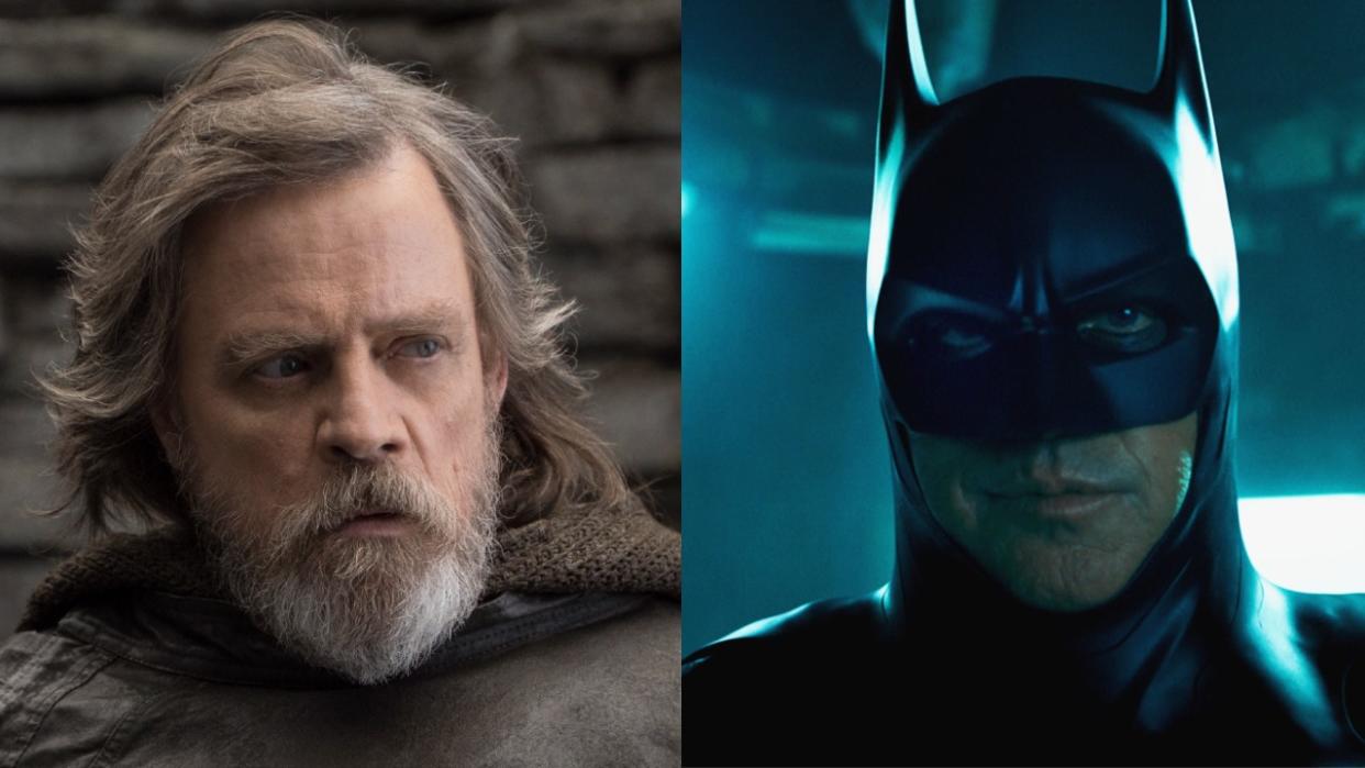  Luke Skywalker (Mark Hamill) in the Star Wars: The Last Jedi and Batman (Michael Keaton) in The Flash 