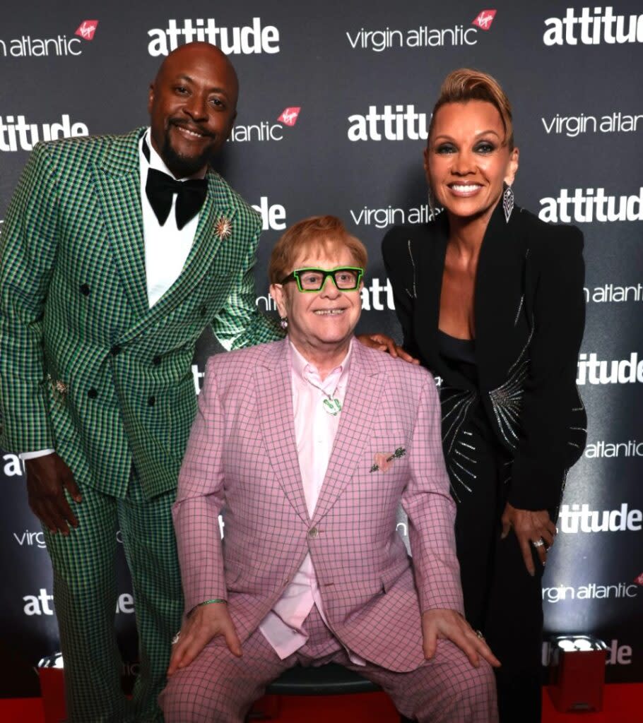 Matt Henry, Elton John and Vanessa Williams (Image: Attitude/Kit Oates)