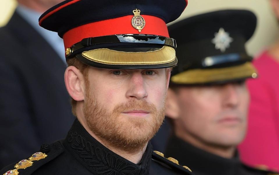 Prince Harry attending the Household Division's Beating Retreat at Horse Guards Parade