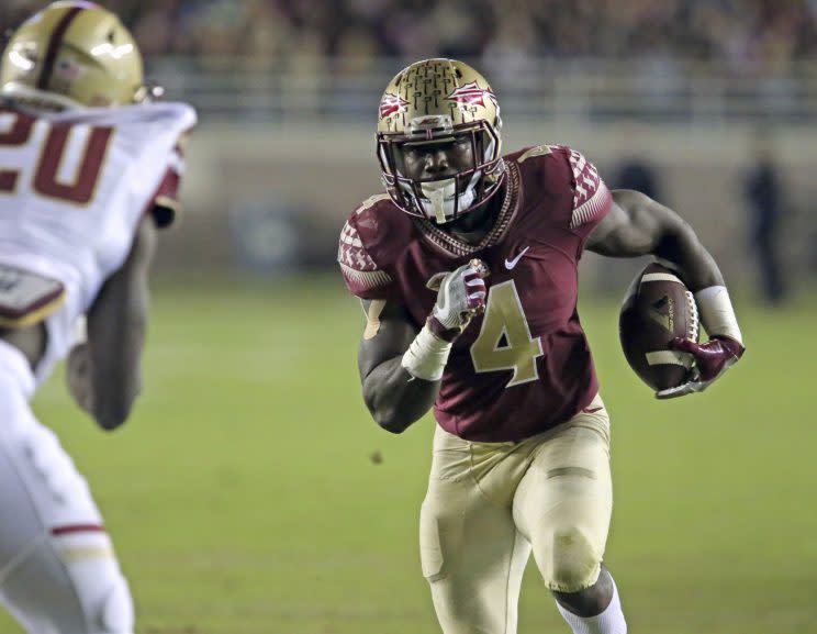 Dalvin Cook is expected to be selected in the first round of the NFL draft. (AP)