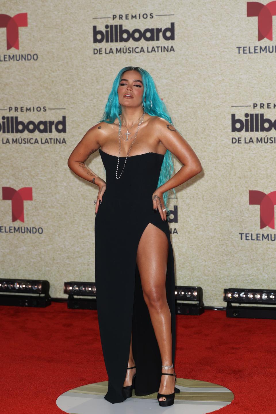 Karol G attends the 2021 Billboard Latin Music Awards.