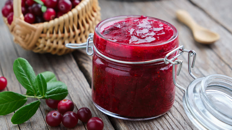 Jar of cranberry sauce 